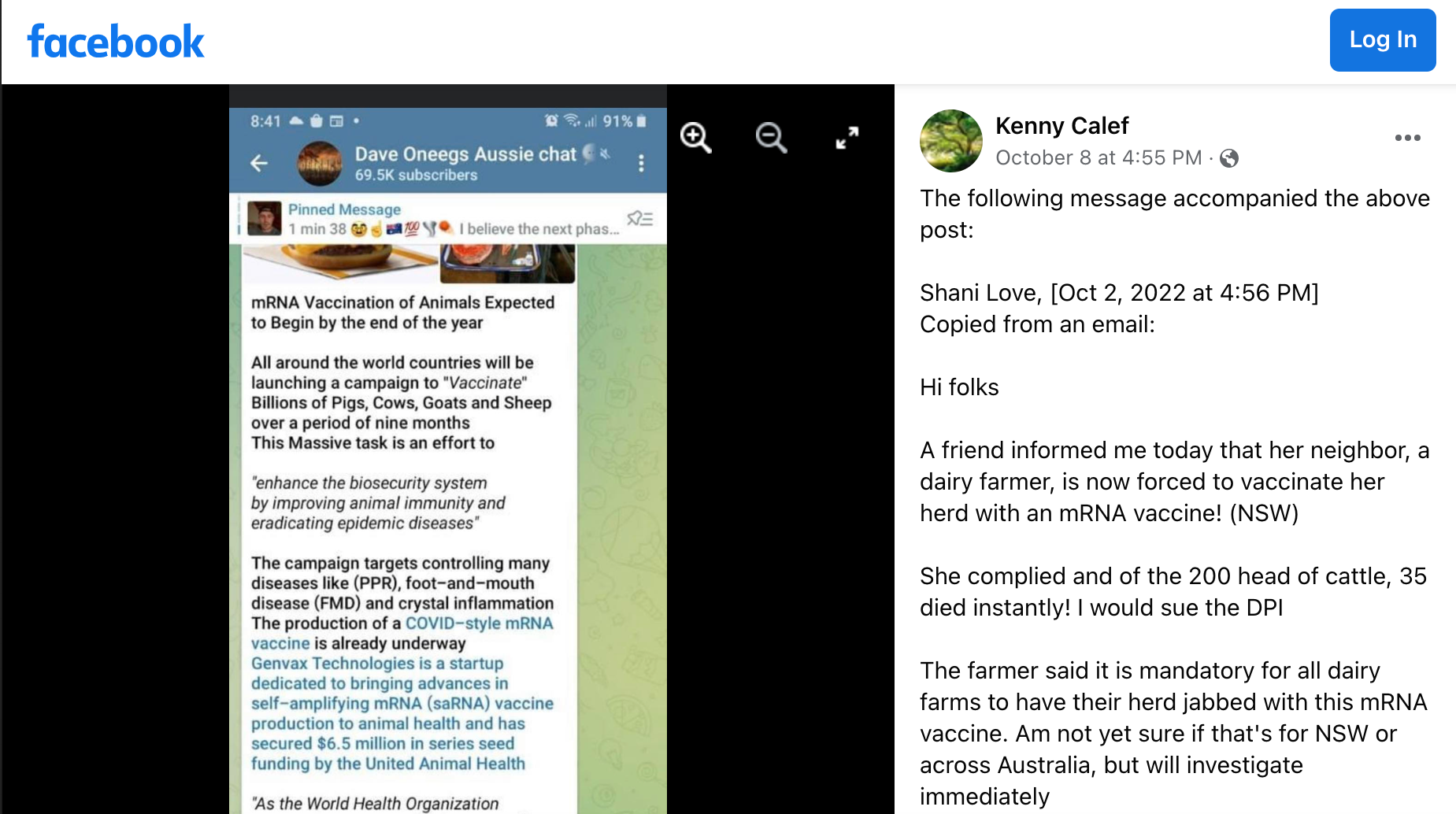 Fact Check mRNA Vaccines For Livestock Are NOT Mandated For Australian